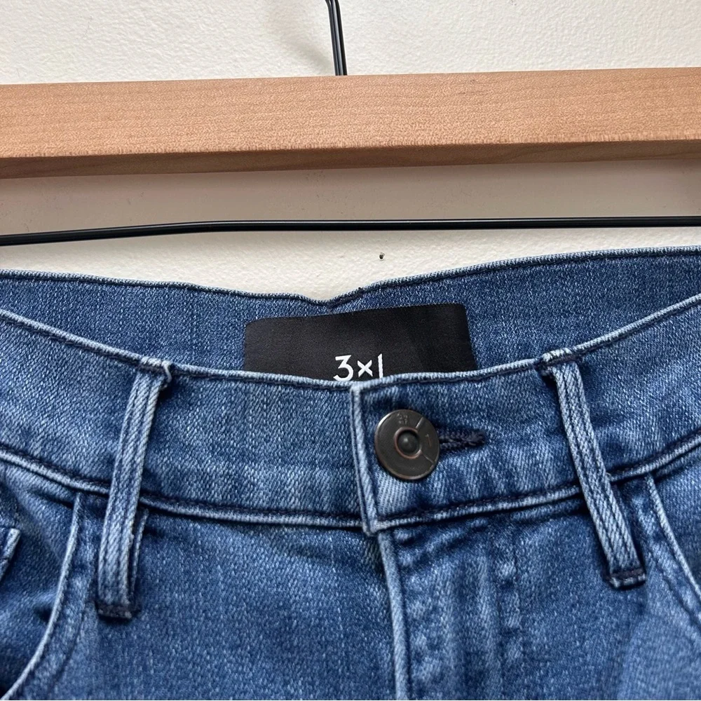 3x1 NY Adeline High Rise Wide Split Flare Jeans in Leia Medium Wash Blue Size 28